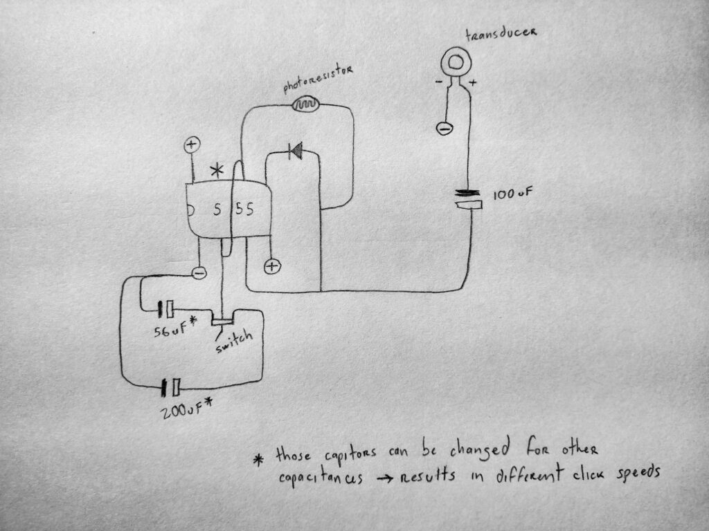electronic circuit schema - 555 noise clicker
